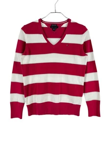 Tommy Hilfiger Pullover S M 36 38 Shirt TOP rot weiß Blogger Block Streifen - Bild 1 von 4