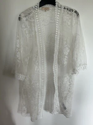 Ladies White Crochet Coverup Holiday Swimwear XS F&F - Image 1 of 4