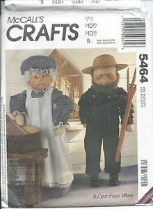 M 5464 sewing pattern 33" Granny Farmer DOLL & CLOTHES Shirt Overall Dress Apron - Picture 1 of 1