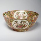 Hand Painted Chinese Famille Rose Medallion Enamel Bowl Large 12" Antique