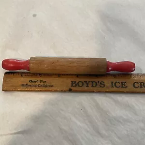 Vintage Wooden Mini Red Handle Wood Rolling Pin 7” - Picture 1 of 3