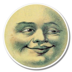 Moon Face Smile Vintage Car Laptop Phone Vinyl Sticker - SELECT SIZE - Picture 1 of 1