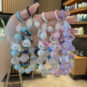 Bracelet à breloques en perles Sanrio - joli porte-clés téléphone Kawaii accessoires - Photo 1 sur 10
