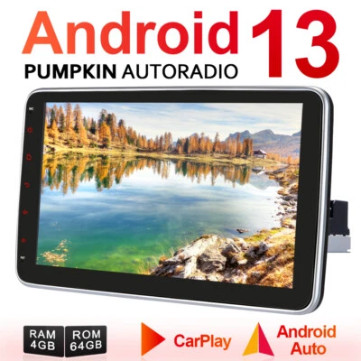 Pumpkin 1 DIN 10.1" Android 13 Autoradio GPS Navi Carplay Bluetooth DAB 4GB 64GB - Bild 1 von 4