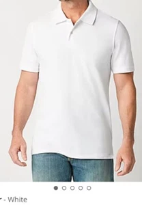 St. John's Bay Premium Stretch Mens Big & Tall Classic Fit White Polo Shirt 4XL - Picture 1 of 7