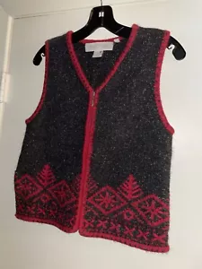 NOMADIC TRADERS Silk Small Gray Knitted Fair Isle style Zipper Sleeveless Vest - Picture 1 of 3