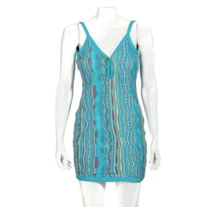 Coogi Aquatic Blue Knit Bodycon Mini Dress size M - 913 - Rare - Picture 1 of 8