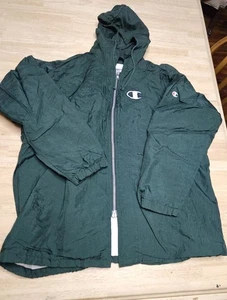 Abrigo Capucha Oculta Campeón Años 90 De Colección. Nylon/algodón verde vibrante.  Hombre XL GUC - Imagen 1 de 10