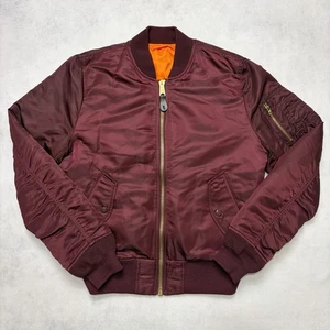 Alpha Industries MA-1 Jacket Mens Medium Intermediate Flight Bomber Coat Maroon - Picture 1 of 11