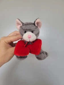 Russ Berrie Tabbies Colección Gris Gato Corazón San Valentín Juguete Suave Peluche 5" Gorro - Imagen 1 de 6