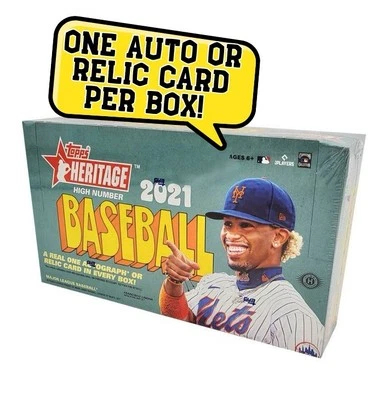 2021 Topps Heritage High Number Baseball Hobby Box SEALED 1 AUTO/ RELIC Per Box! - Image 1 of 4