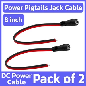 Paquete de 2 conectores de alimentación CCTV DC Jack hembra coleta tipo 2 cables rojo negro 2,5 mm - Imagen 1 de 3
