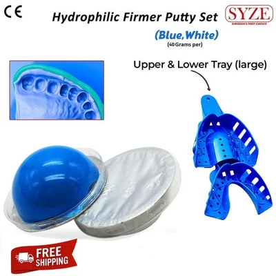 SYZE Hydrophilic Firmer Dental Teeth Impression Putty Silicon Material & Mould Trays