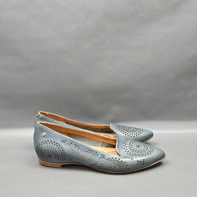 Mocasines planos de ballet Pikolinos para mujer 9 EU 40 azul de cuero perforado sin cordones Foto 1 de 4