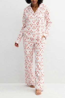 Conjunto de Pijama Sonoma Botón Frontal Floral Naranja Crema Floral Talla XXL Nuevo Tejido Foto 1 de 4