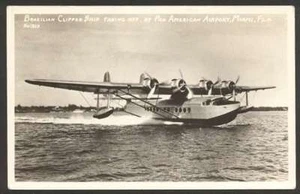 Airplane Brazilian Clipper Ship At Pan Am Airport Postcard  - Picture 1 of 2