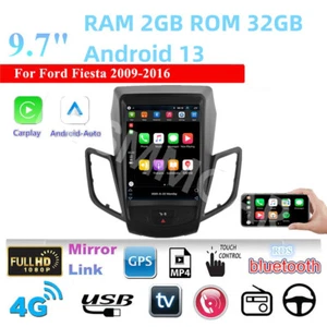 9.7'' Fit For Ford Fiesta 2009-2016 Android 13 2+32G Stereo Radio GPS Navigation - Picture 1 of 12