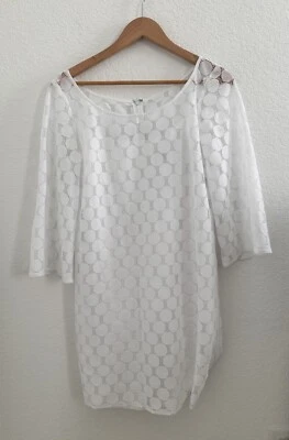 Vestido feminino Muse de renda recortado tamanho 6 branco manga 3/4 forrado Cottagecore anos 90 - Imagem 1 de 4