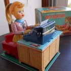 Vintage Nomura Toy typewriter Busy secretary Tinplate Woman toy With box