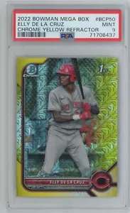 2022 Bowman Chrome Mega Box Yellow Refractor Elly De La Cruz 02/75 PSA 9 - Picture 1 of 2