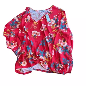 LOFT red floral top size xl new with tags - Picture 1 of 3