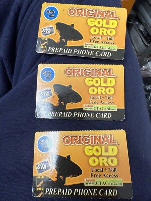 3 X VINTAGE CALLING PHONE CARDS Gold Oro Never Used - Image 1 of 4