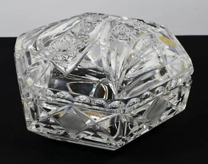 Very Pretty Czech Republic Heavy Cut Crystal Lidded Trinket / Dressing Table Box - Picture 1 of 4