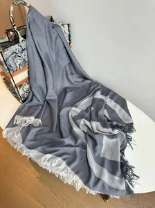 NWT TORY BURCH split logo jacquard scarf grey $188 - Picture 1 of 4