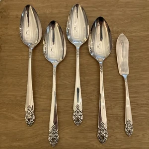 Oneida Distinction 4 Serving Spoons Butter Prestige Vintage Silverplate Flatware - Picture 1 of 6
