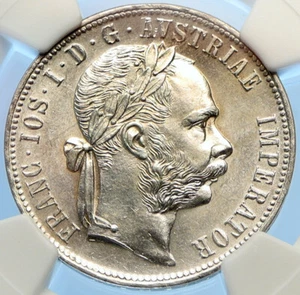 1879 AUSTRIA King FRANZ JOSEPH I Vintage Antique Silver Florin Coin NGC i98424 - Picture 1 of 5