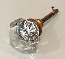 Vintage Antique Crystal Clear Glass Metal Shaft Hardware Door Knob Handle