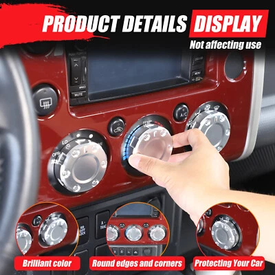 适用于丰田 FJ Cruiser 2007 - 21 银色机甲风格空调纽扣旋钮环 — 第 1/4 张图片