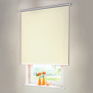 Verdunkelungsrollo Thermo Mittelzug Springrollo Rollo - Höhe 200 cm creme - Bild 1 von 37