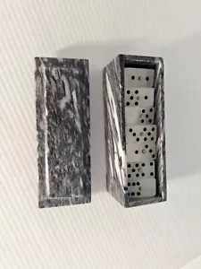 Handcrafted Gray Marble Domino Set from Mexico 7” - Picture 1 of 11