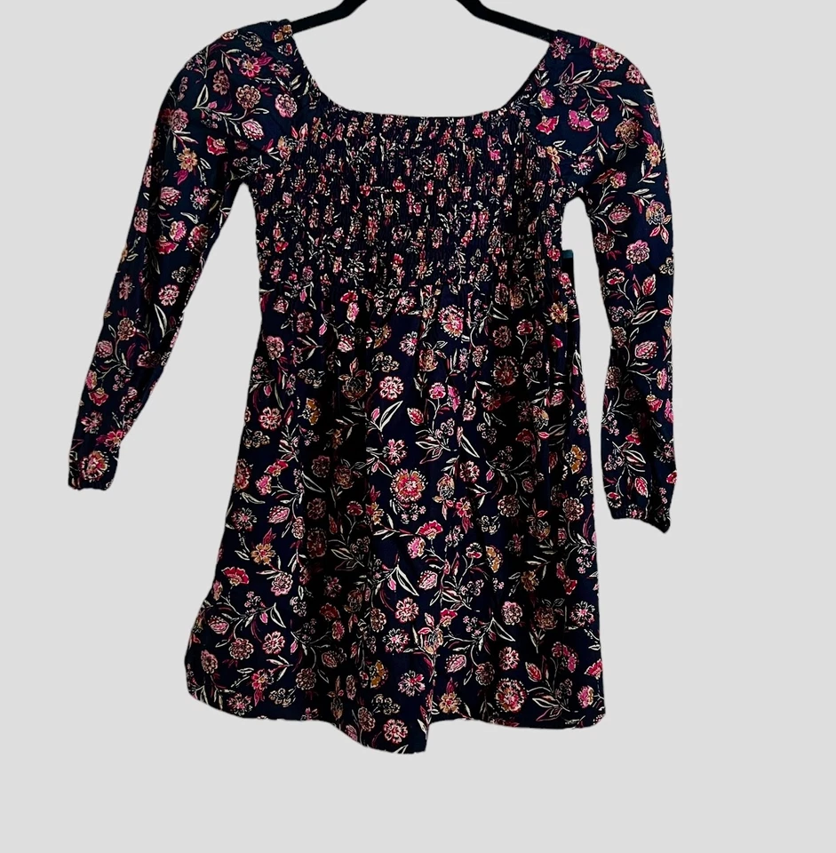GAP Girls Small 6 6X Dress Long Sleeve Kids Floral Print Smock Easter Spring