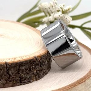 High Polished 12MM Silver Tungsten Band Wide Thick Unisex Comfortable Ring - Picture 1 of 4
