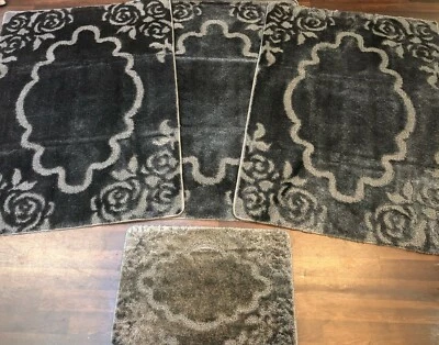 RUGWORLD ROMANY LAVABLES NUEVO DISEÑO CORINA JUEGOS DE 4 ALFOMBRILLAS XL TALLAS 100X140CM ALFOMBRAS GRISES