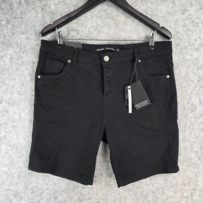 Brave Soul Shorts Mens Extra Large Black Stretch Skinny Denim Button NEW 11596 - image 1 of 4