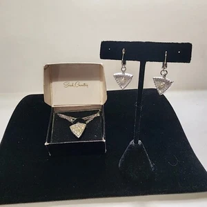 Sarah Coventry New Dawn To Dusk Silver Reversible Pendant Necklace & Earring - Picture 1 of 5