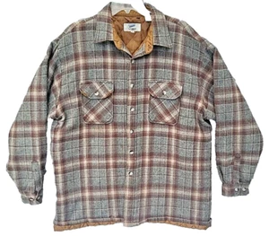 Briggs Vtg Coat Mens Sz XL Wool Blend Quilted Tartan Plaid Flannel Chore Jacket - Picture 1 of 11