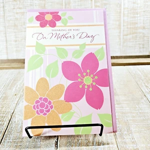 Amerikanische Grußkarte Muttertag 5x7 rosa orange Blumen Glitzer - Bild 1 von 7