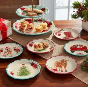 NIB The Pioneer Woman Holiday Novelty 6.5-Inch Appetizer Plates, Set of 6 - Picture 1 of 2
