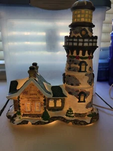Carole Towne Collection 2003 The Holly Island Leuchtturm doppelt beleuchtet mit 2 Glühbirnen - Bild 1 von 9