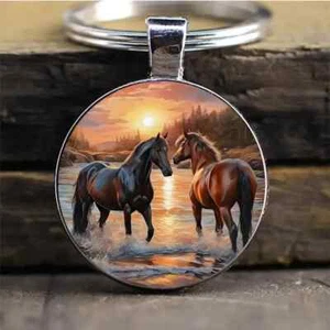 Pferd Schlüsselanhänger Wildtiere Pferde Schlüsselanhänger Ring Tasche Rucksack Handtasche Anhänger Geschenk - Bild 1 von 4