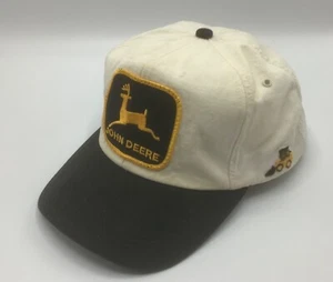 John Deere - verstellbare Strapback Truckermütze Kappe - vorne Aufnäher - schwarz weiß - Vintage - Bild 1 von 6