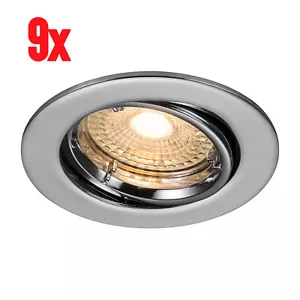 9x LED Recessed Swivel-Mounted 230V GU10 35W Dimmable 2700k Warm White Chrome - Picture 1 of 11