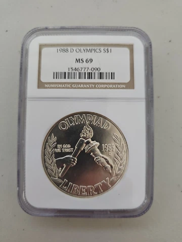 1988 D $1 NGC MS 69 OLYMPICS Liberty Dollar 90% Silver $1 Coin Cover