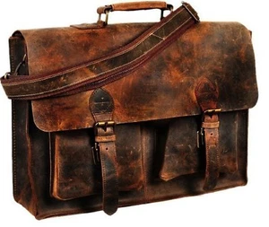 Vintage Herren Leder Business Aktentasche Handtasche Laptop Schulter Kuriertasche - Bild 1 von 4