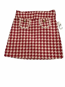 Talbots Kids Stretch Pink n White Skirt w/ 2 pockets and gold buttons 8 NWT - Picture 1 of 11