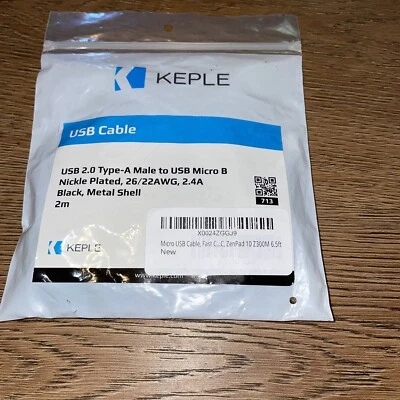 6ft REVERSIBLE USB 2.0 Type A Male to Micro-B 5-Pin Cable  Nickel Plated B853 - Image 1 of 2